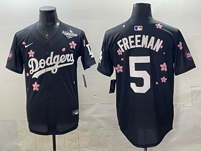 Men 2025 Nike Los Angeles Dodgers #5 Freeman Black Game MLB Jersey 03->los angeles dodgers->MLB Jersey